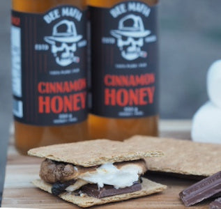 Bee Mafia Cinnamon Honey with a campfire smore